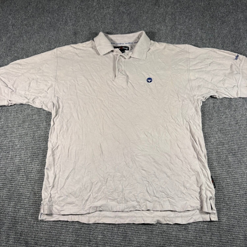 Vtg TaylorMade Polo Shirt Mens XL Beige Good Cotton Short Sleeve Golf Top